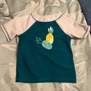 Floatimini 3T pinapple rash guard short sleeve swim shirt turquoise and white